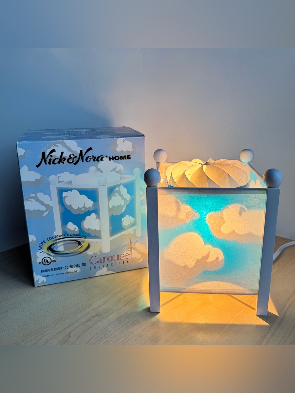 NEW Vintage Y2K Nick & Nora Home Carousel Spinning 'Cloud Nine' Night Light
